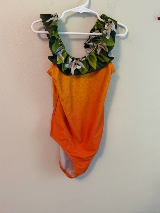 Molo Other - Molo Orange Floral Ruffle One-Piece Swimsuit
